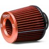 Raemco športový vzduchový filter, dĺžka 130 mm, vstup 77 mm, farba oranžová