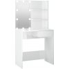 vidaXL Toaletný stolík s LED lesklý biely 74,5x40x141 cm