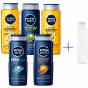 NIVEA MEN Súprava Pánsky sprchový gél 3v1 500ml x5 + Cestovná fľaša
