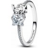 Disney Stitch sterling silver ring with clear cubic zirconia and black enamel 58