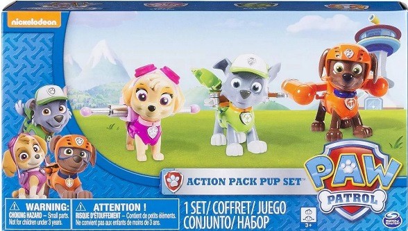 SPIN MASTER Akční figurky Paw Patrol s odznaky na tričko sada 6ks Skye Rocky Zuma