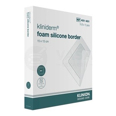 Kliniderm Foam Silicon Border Krytie na rany penové silikónové sterilné 15 x 15 cm 5 ks