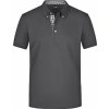 Pánska polo košeľa Button-down kockovaný kontrast 100% česaná bavlna James Nicholson, Veľkosť S, Farba Ocelovo sivá