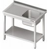 Stůl s jednokomorovým dřezem z pravé strany a policí 1000x700x850 mm | STALGAST, 980697100 inox