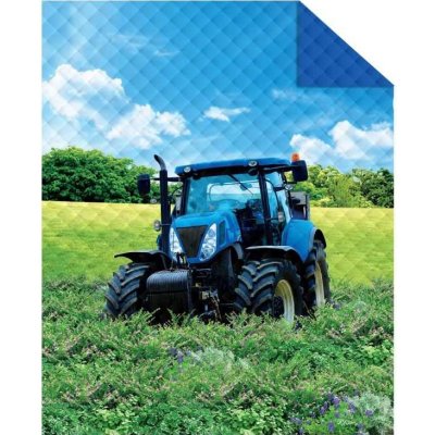 DETEXPOL Prikrývka na posteľ Traktor blue Polyester, 170/210 cm