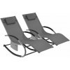 tectake 406283 záhradné lehátko taya, ergonomické, hojdacia funkcia - šedá, sada 2 ks