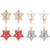Hviezda drevená na kolíčku 4,5 cm (8 ks)