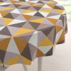 Biante Zamatový okrúhly obrus Tamara TMR-020 Žlto-sivobéžové trojuholníky Ø 140 cm