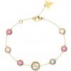 Guess slušivý pozlátený náramok s farebnými kryštálmi Petra JUBB05099JWYGFC 18,4 cm