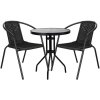 SPRINGOS Záhradný nábytok, sada pre 2 osoby: stoličky a stôl, kovovo-sklenená súprava, čierna