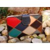 Dámska kožená peňaženka kovový patent multicolor