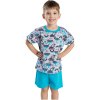 Detské pyžamo Bettymode AUTA A STROJE TYRKYSOVÁ krátky rukáv, 104