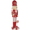 Polyresinová dekorácia stojaceho luskáčika v bielo-červenom farebnom prevedení s motívom lízanky 7 x 7 x 23 cm Clayre & Eef 42442