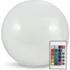 LED svietidlo solárne KULA RGBW 20cm s diaľkovým ovládaním
