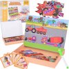 Magnetická tabuľa 2v1 s magnetickými puzzle Stavebné vozidlá ZA5352