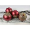 Vianočné gule 22/4503/8/4ks - červená metalíza + zlatý dekor