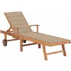 Záhradné lehátko masívny teak / látka Dekorhome