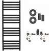 CERANO - Kúpeľňový radiátorový set Fulgidus - ústredné vykurovanie - bočné pripojenie - 616W - čierna matná - 1190x430 mm CER-663358