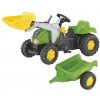 ROLLY TOYS Šliapací zelený traktor s čelným nakladačom a prívesom