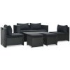 6-dielna záhradná sedacia súprava, vankúše, PE ratan čierny