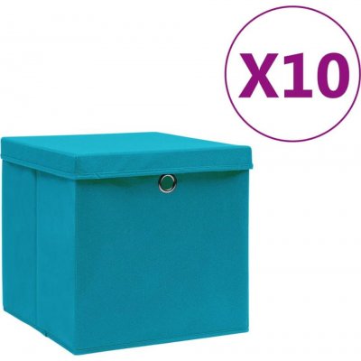 Petromila vidaXL Úložné boxy s vekom 10 ks 28x28x28 cm svetlomodré