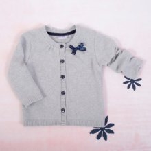 K-Baby Dojčenský svetrík s mašličkou šedý