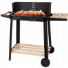 VEĽKÝ ZÁHRADNÝ GRIL NA DREVENÉ UHLIE BBQ, NASTAVITEĽNÝ ROŠT, POLICE, KOLESÁ, PRENOSNÝ