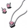 Pandora strieborný set náhrdelník a náušnice Žiarivé ružové srdce 398425C02+298427C02