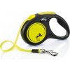 FLX Flexi New NEON 5 m čierne, žlté navíjacie vodítko pre psov