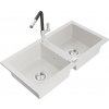 MEXEN/S MEXEN/S - Mario granitový drez 2-bowl vrátane batérie Flora, biela 6504-20-670401-07