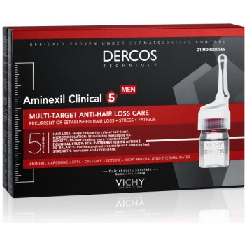 Vichy Dercos Aminexil Clinical 5 cielená starostlivosť proti vypadávaniu vlasov pre mužov Multi-Target Anti-Hair Loss Treating Care 21 x 6 ml