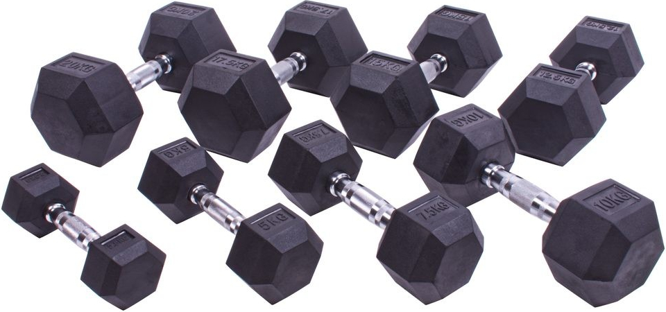 Sportago Hexagon Sada činek - 2,5 + 5 + 7,5 + 10 + 12,5 + 15 + 17,5 + 20 kg