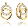 MINET Pozlátené strieborné náušnice KRÚŽKY s bielymi zirkónmi