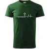 Jesus Saved My Life kríž ekg - Klasické pánske tričko vyššej gramáže - 3XL ( Fľaškovozelená )