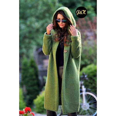 Fashionweek Dámsky exclusive elegantný farebný sveter kabát s kapucňou HONEY S/M/L Farba: Zelená, Veľkosť: Universal
