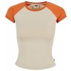 Ladies Organic Stretch Short Retro Baseball Tee - softseagrass/vintageorange 5XL