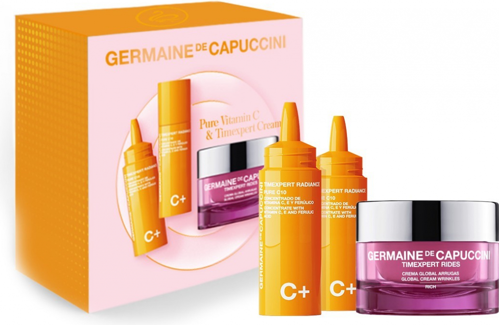 Germaine de Capuccini Timexpert Radiance C+ Rich Set - Koncentrát 2x15 ml + krém na suchou pleť 50 ml Dárková sada