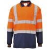 PORTWEST HI-VIS S279 / Funkčná reflexná polokošeľa, dl. rukáv - HV oranžová/námorná modrá 4XL