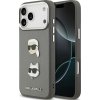 Karl Lagerfeld MagSafe puzdro s štruktúrovaným povrchom Grained Karl & Choupette Heads a logom pre iPhone 17 Pro Max sivé (KLHCP17XPSFDHPOG)