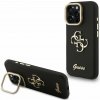 Guess PU Grained 4G Logo Stand Camera Frame zadný kryt pre iPhone 15 Pro Max Black