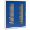 Skriňa s posuvnými dverami s priehľadným okienkom ,s 2 x 4 policami, v x š 1950 x 1500 mm mauser
