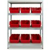Majster Regál Nitová polica 4L 180x120x45 GALVA+Ergobox 5 červená, Red