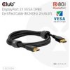 Club3D Kabel DisplayPort 2.1 na DisplayPort 2.1, VESA DP80, 8K240Hz/10K60Hz (M/M), 2m, černá