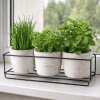 Kvetináče na bylinky so stojanom (Kvetináče na bylinky do kuchyne – praktická sada 3 kvetináčov v kovovom stojane)