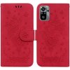 Peňaženkové kožené puzdro Butterfly Rose na Xiaomi Redmi Note 10/10S - Červená
