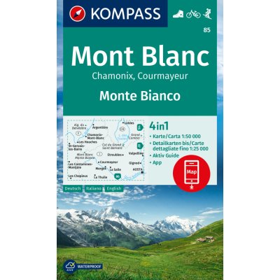 Mont Blanc, Monte Bianco (Kompass - 85) - turistická mapa