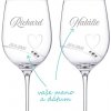Svadobné poháre na víno Diamante Romance s kryštálmi Swarovski 2 ks