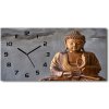Vodorovné Sklenené hodiny na stenu Drevený budha 60x30 cm