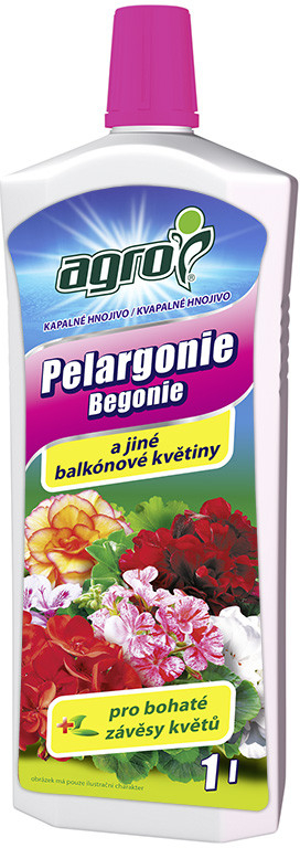 Agro Kvapalné hnojivo na pelargónie, begónie a iné balkónové kvety 1l
