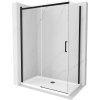 Mexen Omega posuvná sprchová kabína 140 x 80 cm, priehľadná, čierna + plochá vanička, biela - 825-140-080-70-00-4010B